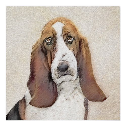 Basset Hound Painting _ Cute Original Dog Art Poster