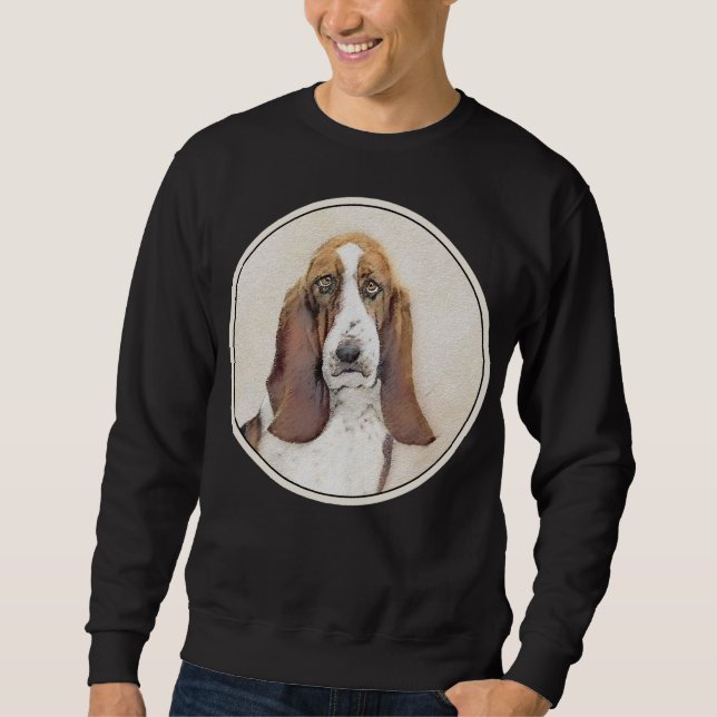 Basset Hound Painting - Cute Original Dog Art Sweatshirt (Front)
