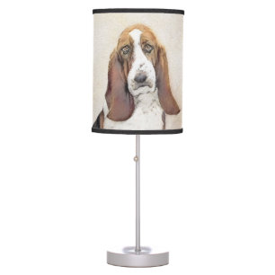 Basset Hound Painting - Cute Original Dog Art Table Lamp