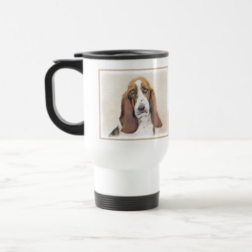 Basset Hound Painting _ Cute Original Dog Art Travel Mug