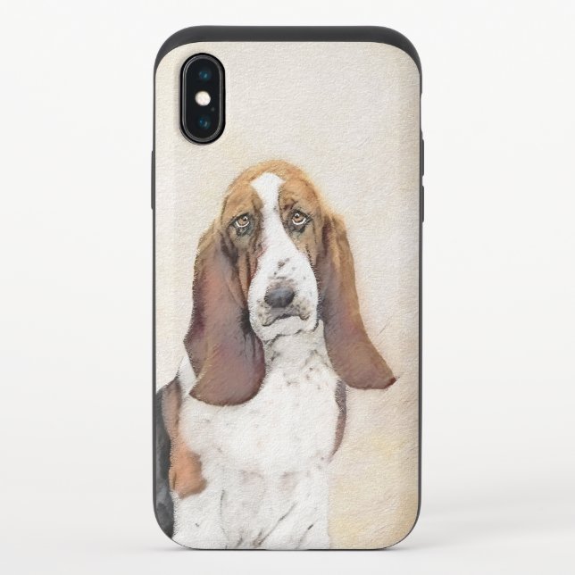 Basset Hound Painting - Cute Original Dog Art Uncommon iPhone Case (Back)