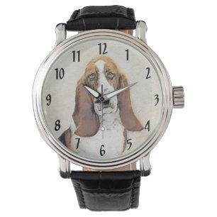 Basset Hound Painting - Cute Original Dog Art Watch