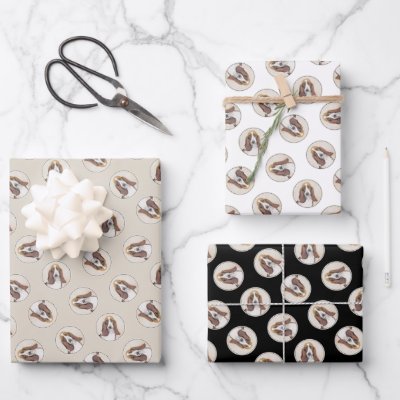 Basset Hound Painting Tri Tri-color Cute Dog Art Wrapping Paper Sheets