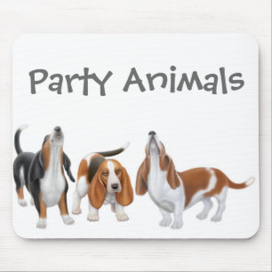 Basset Hound Party Animals Mousepad