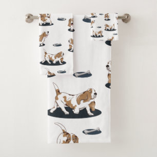 Basset Hound Pattern Bath Towel Set