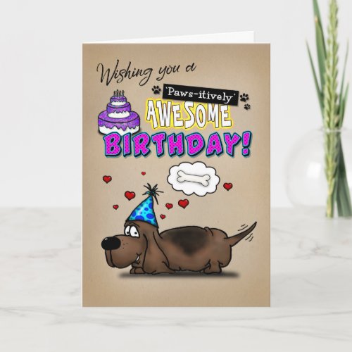 Basset Hound Paws_itively Awesome Birthday Card