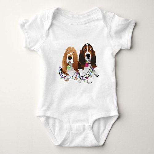 Basset Hound Peace Love Joy Christmas Design Baby Bodysuit