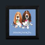 Basset Hound Peace Love Joy Christmas Design Keepsake Box<br><div class="desc">Basset Hound Peace Love Joy Christmas Design</div>