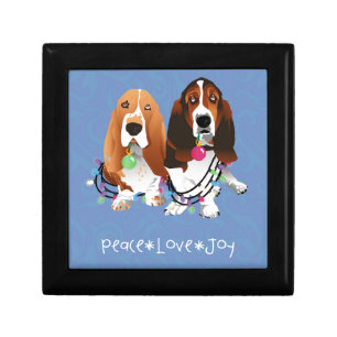 Basset Hound Peace Love Joy Christmas Design Keepsake Box
