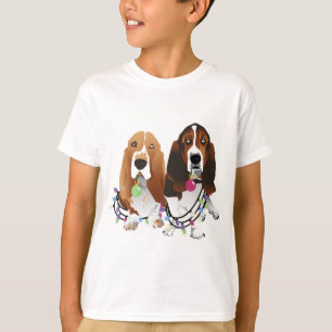 Basset Hound Peace Love Joy Christmas Design T-Shirt