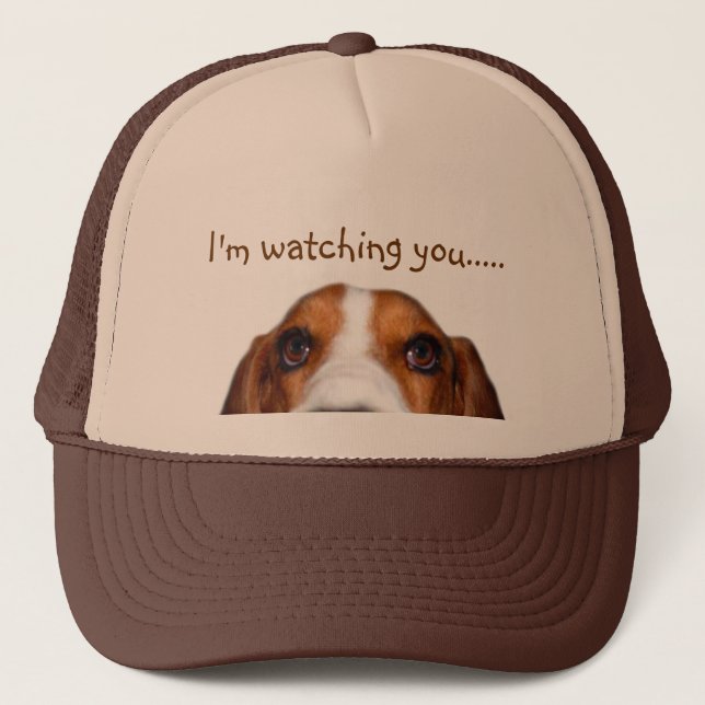 Basset Hound peeking in Trucker Hat (Front)