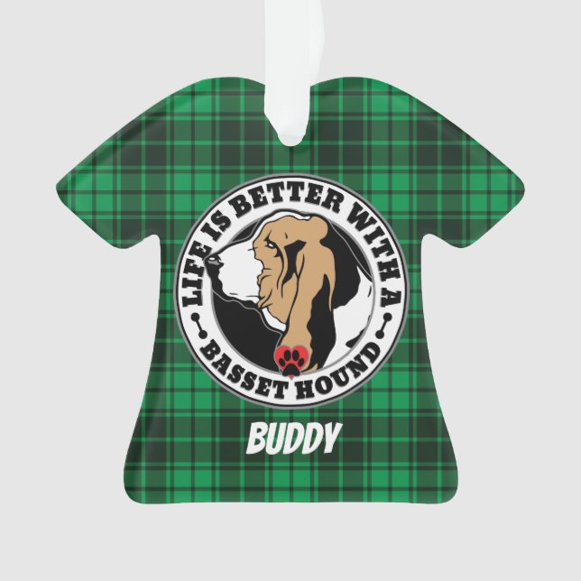 Basset Hound Personalized Life Is Better Ornament (Front)