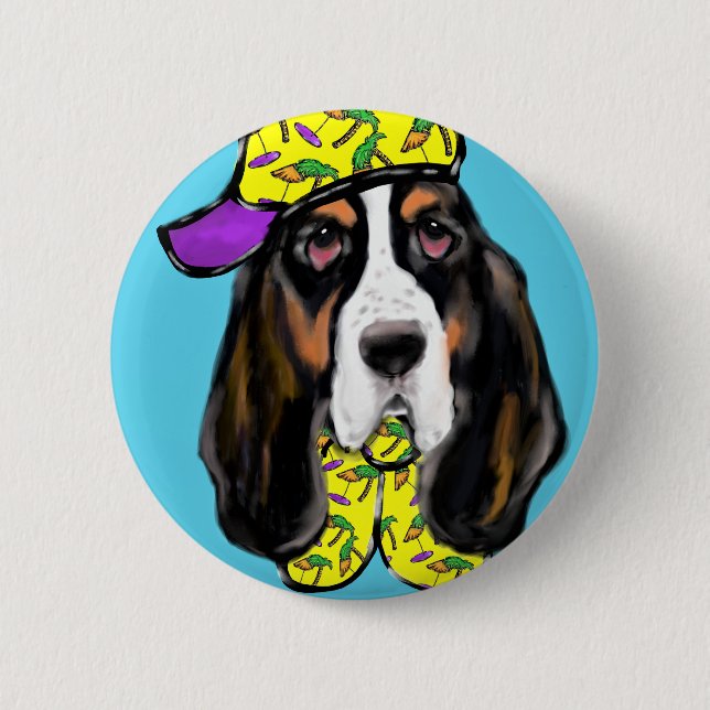 Basset Hound Pinback Button (Front)