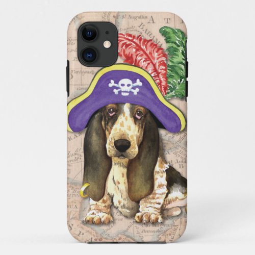 Basset Hound Pirate iPhone 11 Case