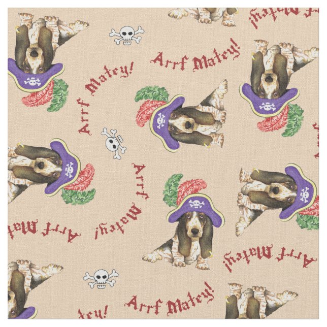 Basset Hound Pirate Fabric (Close Up)