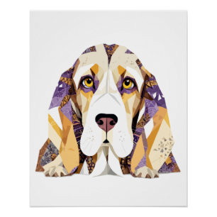 Basset Hound Playful Adorable Fun Animal Colorful Poster