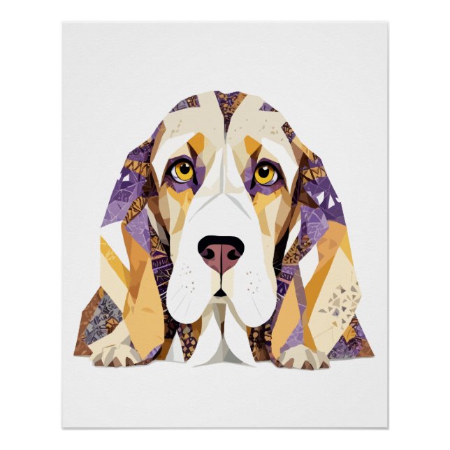 Basset Hound Playful Adorable Fun Animal Colorful  Poster (Front)