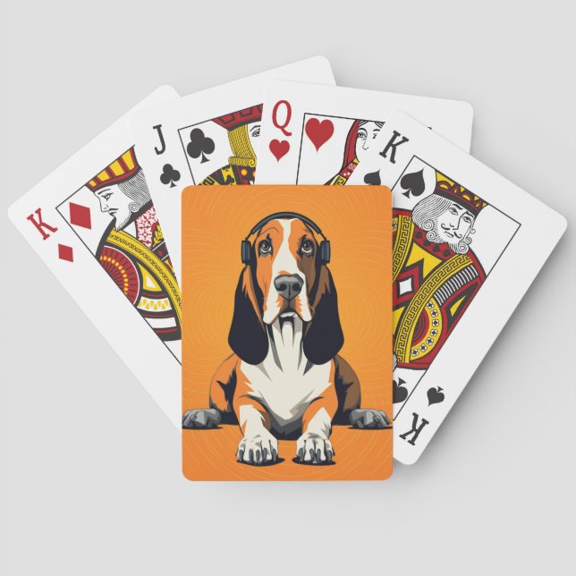Basset Hound Pop Art Retro & Laid-Back Design Poker Cards (Back)