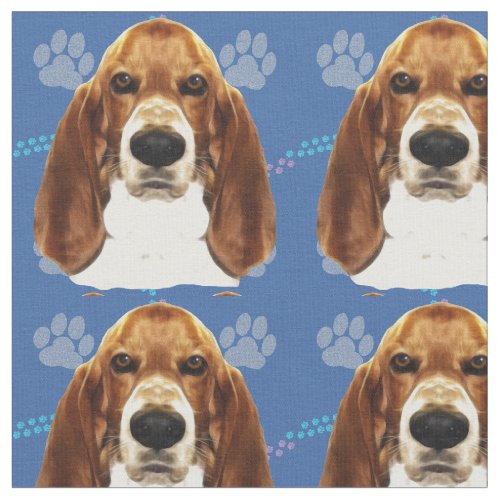 Basset Hound Portrait Fabric