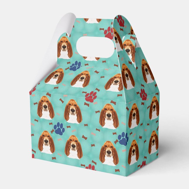Basset Hound Portrait Favor Boxes (Front Side)
