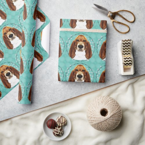 Basset Hound Portrait Wrapping Paper