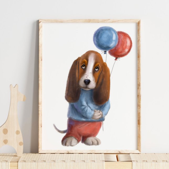 Basset Hound Print | Basset Hound Watercolor Print (Creator Uploaded)