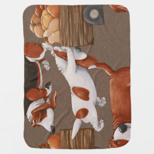 Basset Hound Pumpkin Harvest Pattern Baby Blanket