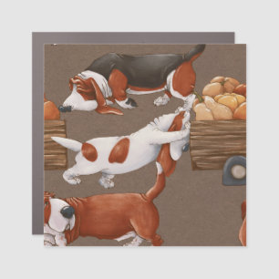 Basset Hound Pumpkin Harvest Pattern Car Magnet