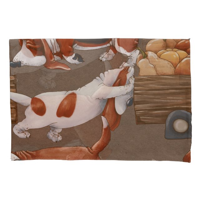 Basset Hound Pumpkin Harvest Pattern Pillow Case (Front)