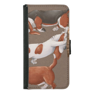 Basset Hound Pumpkin Harvest Pattern Samsung Galaxy S5 Wallet Case