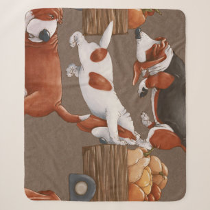 Basset Hound Pumpkin Harvest Pattern Sherpa Blanket