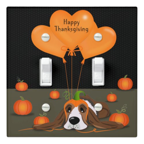 Basset Hound Pumpkin Hat Light Switch Cover