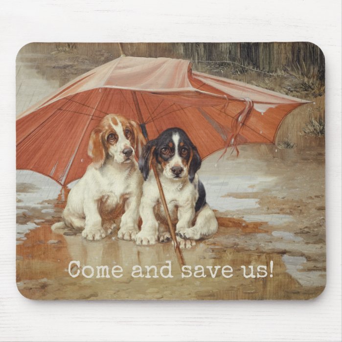 Basset hound puppies under umbrella CC0866 Trood Mouse Pad