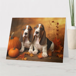 Basset Hound Puppy Autumn Delight Pumpkin  Card