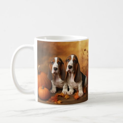 Basset Hound Puppy Autumn Delight Pumpkin  Coffee Mug