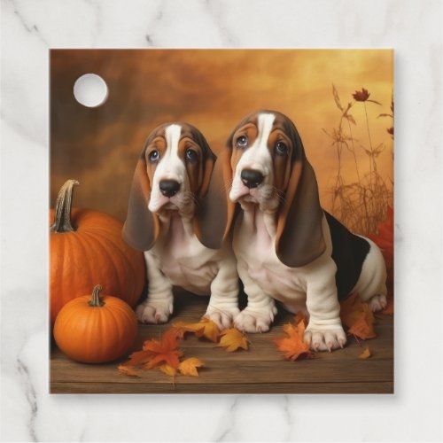 Basset Hound Puppy Autumn Delight Pumpkin  Favor Tags