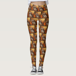 Basset Hound Puppy Autumn Delight Pumpkin Leggings