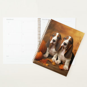 Basset Hound Puppy Autumn Delight Pumpkin Planner