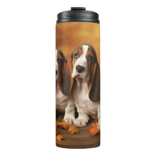 Basset Hound Puppy Autumn Delight Pumpkin Thermal Tumbler
