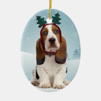 Basset Hound Puppy Christmas Ornament by lamessegee at Zazzle