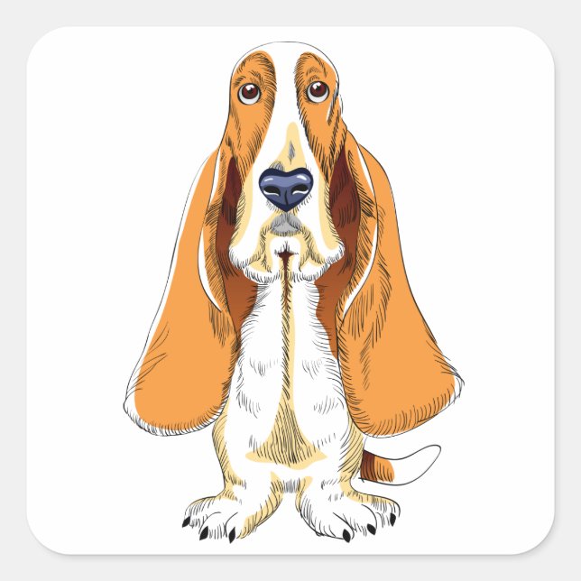 Basset Hound Puppy Dog Sticker / Label (Front)