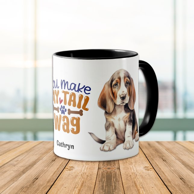 Basset Hound Puppy Dog You Make My Tail Wag Mug (Creator Uploaded)