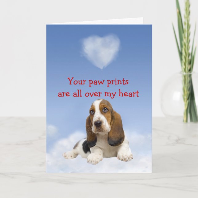 Basset Hound Puppy Love Card (Front)