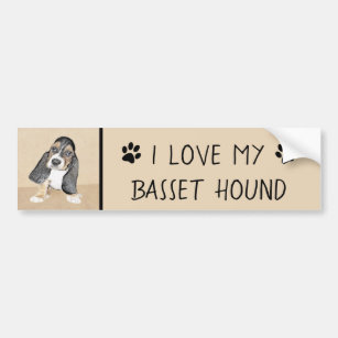 Basset Hound Puppy Painting - Original Dog Art Bumper Sticker