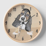 Basset Hound Puppy Painting - Original Dog Art Clock