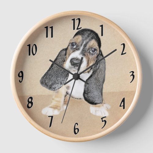 Basset Hound Puppy Painting _ Original Dog Art Clock