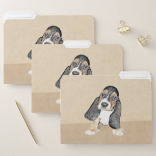 Basset Hound Puppy Painting - Original Dog Art File Folder