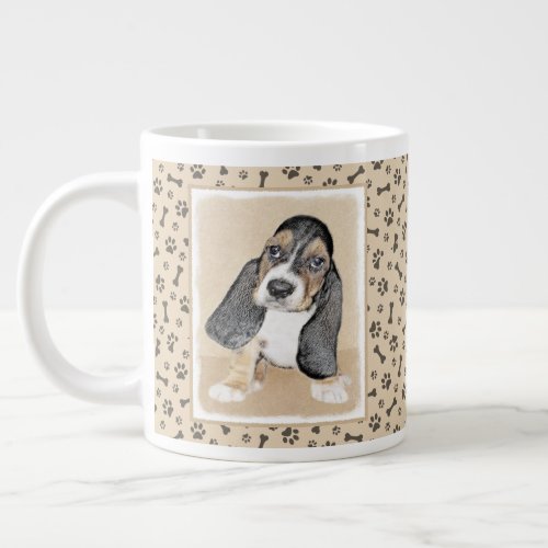 Basset Hound Puppy Painting _ Original Dog Art Giant Coffee Mug