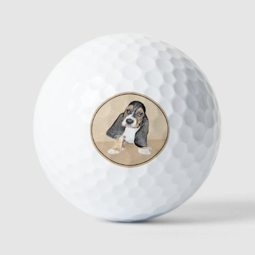 Basset Hound Puppy Painting _ Original Dog Art Golf Balls