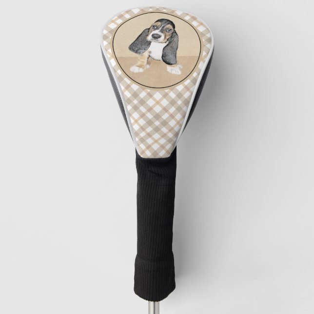 Basset Hound Puppy Painting - Original Dog Art Golf Head Cover (Front)